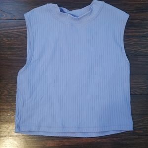 Athleta Cropped Lilac Ribbed Mock Neck Top Size M